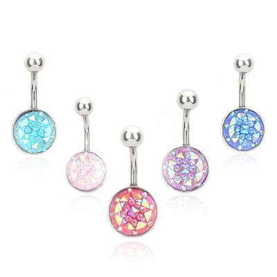 China Beautiful Fashion High Quality Stone Jewelry 316L Stainless Steel Navel Belly Button Rings TRENDY for sale