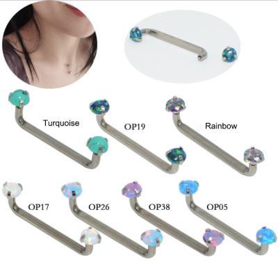 China TRENDY Titanium Opal Surface Bar 14g Internally Threaded Anchor Piercing Dermal Jewelry for sale