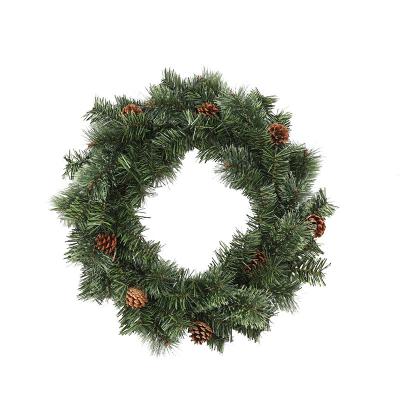 China PVC Wholesales Cheap PVC Indoor Decoration Factory Price Realistic Artificial Floral Green Christmas Garlands With Pine Cone for sale