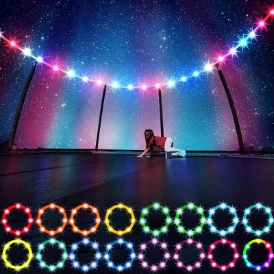 China 7 Modes String 12m RGB Remote Control Flashing Light Waterproof 39.4ft Trampoline Rim LED Rope Light with USB Plug or Battery Box for Trampoline for sale