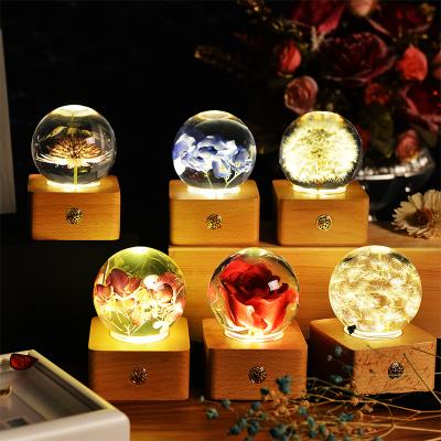 China Gift Shop Genius Items New Trends Christmas Gift Popular Innovative Product Ideas Real Goods Flower Ball Night Light Gift In 2021 for sale