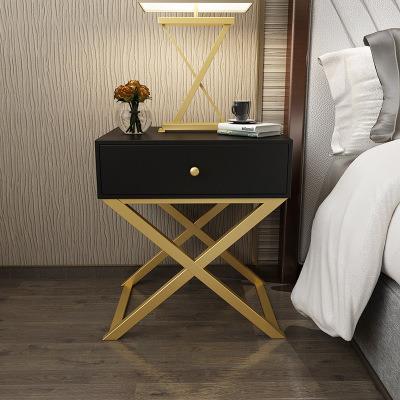 China (Other) Bedside table simple creative iron bedroom Nordic adjustable solid wood side cabinet for sale