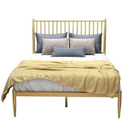 China Double iron bed frame (the other) adjustable Nordic modern minimalist gold small household apartment hotel fashion bed iron backrest for sale