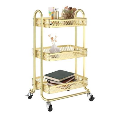 China PINPINFAMILY 4pcs/Carton Contemporary Mobile Storage Rolling Cart Organizer Shelf 3 Tier Home Used Kitchen Rack Cart for sale