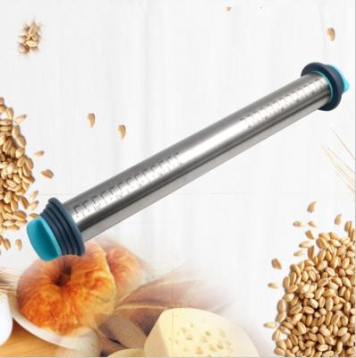 China Sustainable Stainless Steel Non-Stick Baking Rolling Pin With 4 Adjust Thickness Rings for sale