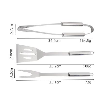 China 2021 New Arrival Easily Cleaned Professional Picnic Barbecue Grilling Utensil Accessories Grill Tool Kit 3pcs Stainless Steel For Camping for sale