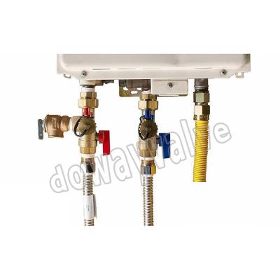 China Chinese Bathroom Supply 3/4 Inch Sweat Water Tankless Heater Isolation Valve Kit With Pressure Relief Valve for sale