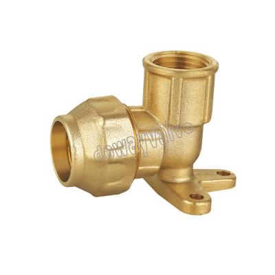 China Wall Plated Elbow Brass Compression Fitting For PE Pipe Equal for sale