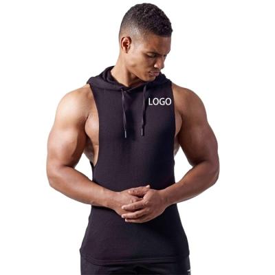 China Custom Hooded Fitness Sleeveless Men Anti Shrink Beach Top for sale