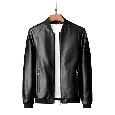 China New Men's Black PU Leather Jacket Men's Fashionable Slim Handsome Custom Motorcycle QUICK DRY for sale