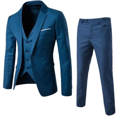 China Latest Styles Anti Shrink Luxury Cashmere Wool One Buttons Blue Coat Pant Man Suit for sale