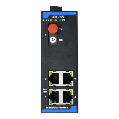 China IDM-7152-FC1 1FX+4FE 5-Ports 10/100M Industrial Ethernet Optical Switch FC Single Fiber 1.6G for sale