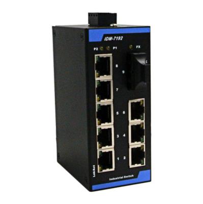 China IDM-7192-SC 1FX+8FE 9-Ports 10/100M Industrial Ethernet Optical Switch SC Double Fiber 1.6G for sale