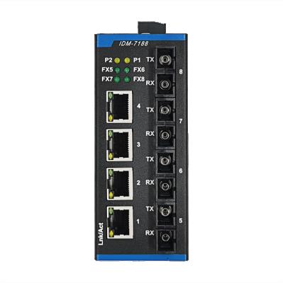 China IDM-7188-SC 4FX+4FE 8-Ports 10/100M Industrial Ethernet Optical Switch SC Double Fiber 1.6G for sale