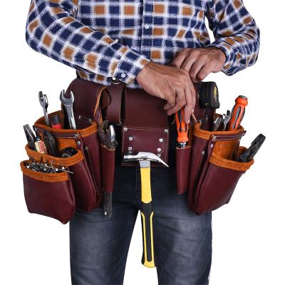 China Mulit-purpose Customized Multifunction Heavy Duty PU Leather Plumbers Waterproof Workforce Waist With Belt Tool Bag for sale