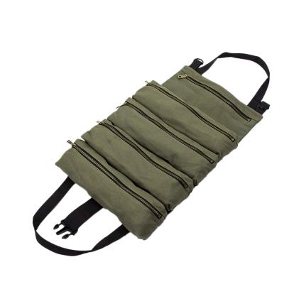 China Durable Custom Universal Folding Pockets Tool Hand Knife Canvas Roll Bag For Carpenter for sale