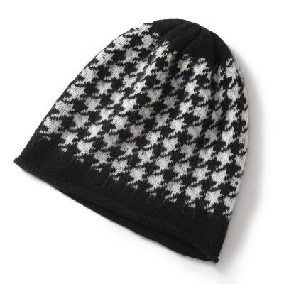 China Custom New Design Cashmere Ladies Winter High End Pattern Cashmere Hats for sale