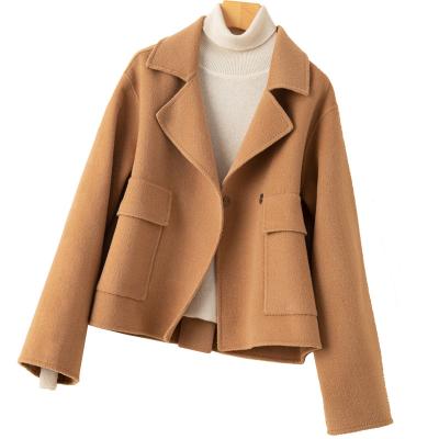 China Solid 100% pure wool lady winter woolen coat windproof for sale