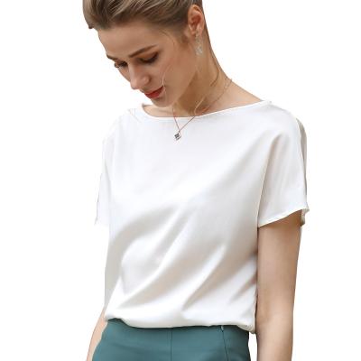 China Breathable Silk T-shirt Ladies' Short Sleeve Blouses and Tops Women's Blouses and Tops 2021 for sale