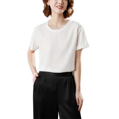 China Breathable 100% Silk T Shirt Office Tops And Blouses And Tops For Women for sale