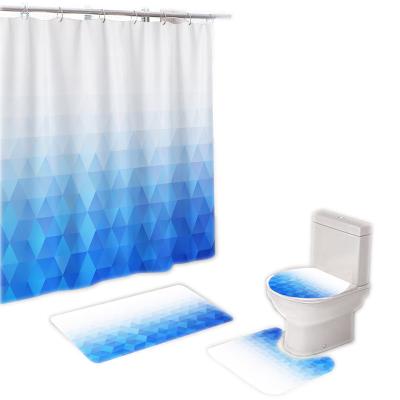 China Sustainable Colorful Funny 3d Bathroom Fabric Printed Polyester Waterproof Bath Covers Shower Curtain Set for sale