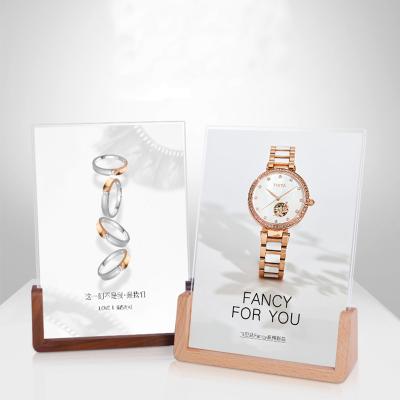 China Acrylic Wooden Table Number Holder Table Signs With Wood Stand For Wedding Reception Restaurant Wooden Table Stand for sale