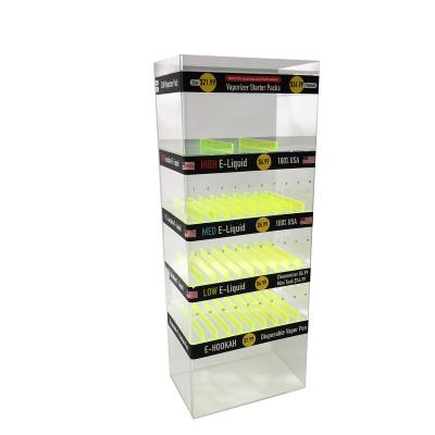 China 4 Layers E Liquid Display Customized Fluorescent Green Acrylic E Cig Showcase Vape Shop Display Cases for sale