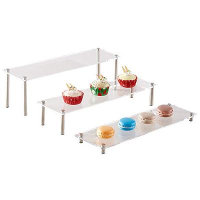 China Clear Acrylic Cupcake Stand Metal Cupcake Stand 3-Tier Macaron Display Riser Stand for sale