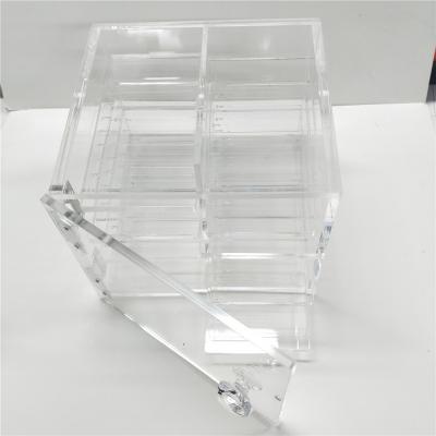 China Metal Hinged Transparent Covered Eyelash Box Perspex False Eyelashes Palette Holder Case 8 Divided Acrylic Eyelash Storage Box for sale