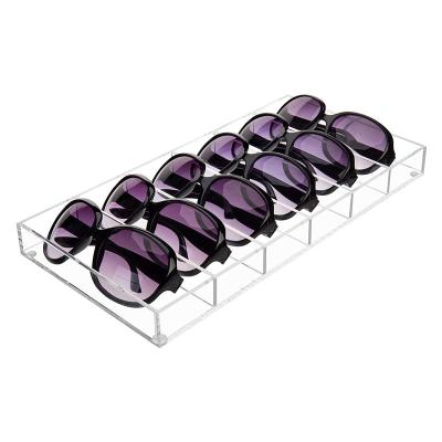 China 6 Slot Sunglasses Display Tray Plastic Eye Glasses Storage Organizer 6 Slot Premium Grade Clear Acrylic Sunglasses Display Case Tray for sale