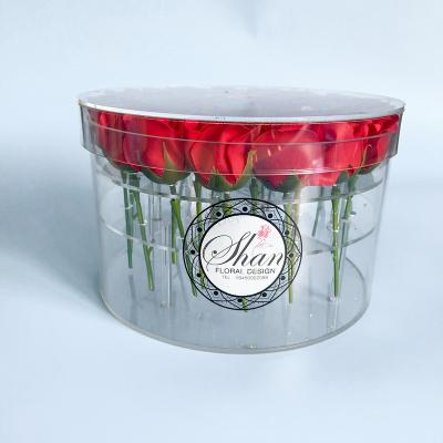 China 25 Round Acrylic Rose Flower Box 25 Rose Flower Acrylic Perspex Box for sale