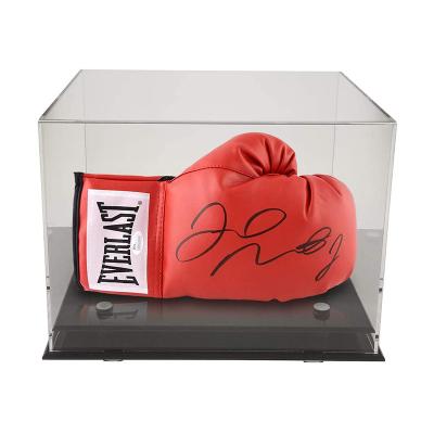 China Simple Display Box Acrylic Black Background Baseball Boxing Glove Display Case for sale