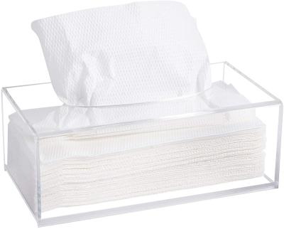 China Modern Light And Durable Clear Acrylic Tissue Box Rectangle Napkin Holder Organzier for sale