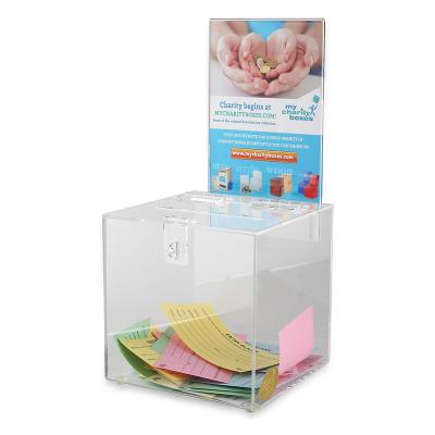 China Clear Plastic Church Donation Box Display Church Donation Collection Box With Lock Acrylic Raffle Box for sale