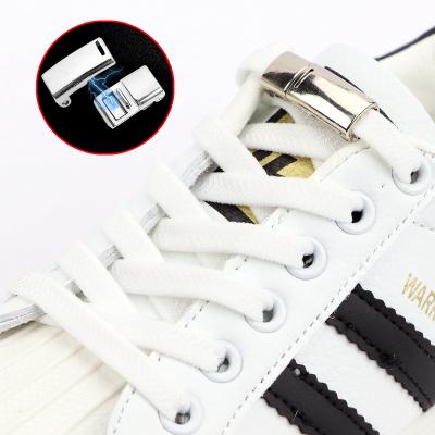 China New Magnetic Flat Elastic Shoe Laces Locking No Tie Laces Flat Sneakers Lazy Lace for sale