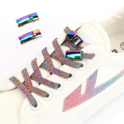 China Flat Elastic Laces Sneakers Without Ties Man Women's Sports Flat Shoe Laces Magnetic Lock Laces Shoe Accessories for sale