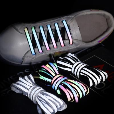 China Flat 2021 running shoes new reflective lace sneakers lace up shoe strings laser sequin lace for sale