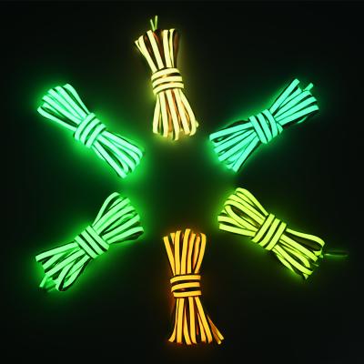 China Luminous Running Shoe Flat String Laces Glow In The Dark Color Semicircle Night Fluorescent Shoe Lace for sale