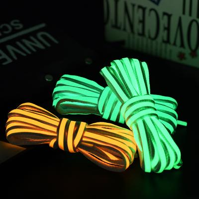 China Flat Glow In The Dark Semicircle Color Night Fluorescent Shoes Strings Lace Up Luminous Laces for sale