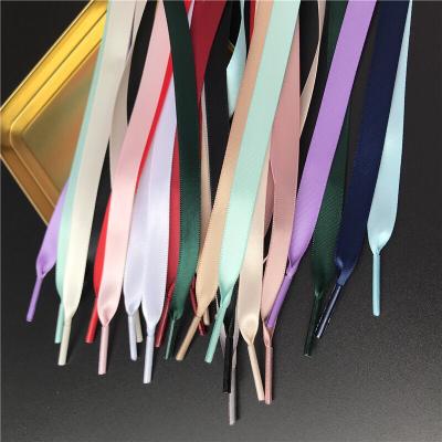 China Flat 1 Pair 1CM Width Satin Shoe Laces Silk Ribbon Laces Flat Espadrilles Lace for sale