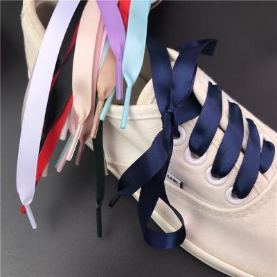 China 1CM width silk ribbon lace flat bling flat shoe lace satin sneakers lace for sale