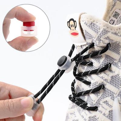 China Around 2021 New No Tie Laces Elastic Laces Snap Without Ties Fixed Lazy Artifact Lace Locking Round Shoe Laces for sale