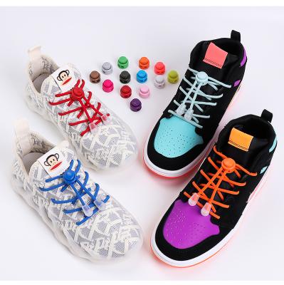 China Quick Round No Tie Elastic Shoe Lace Lock Shoe Laces Round Sneakers Laces Without Ties Lace for sale