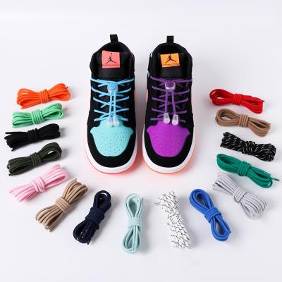 China Round No Tie Laces Elastic Laces Snap Locking Round Shoe Laces Without Ties Fixed Artifact Lazy Lace for sale