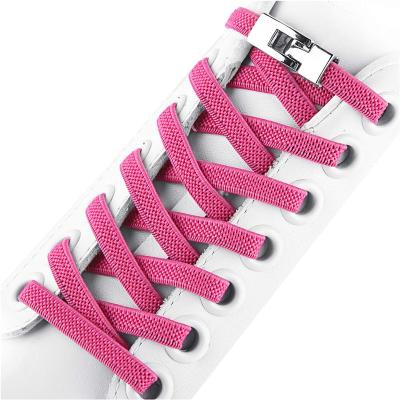 China Flat Elastic Laces Metal Lock Criss Cross Lace No Tie Lace Wear Lazy Sneakers Laces for sale