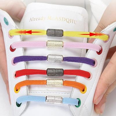 China 1Pair Flat Elastic Capsule Locking Laces Flats No Tie Lace Fast Sneakers Shoes Adult Women Kids Laces Shoes Lace Up Strings for sale