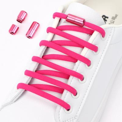 China Flat Aluminum Capsule Lock Laces Elastic No Tie Shoe Laces For Adult Semicircle Quick Laces Kids Sneakers Laces Lazy Laces for sale