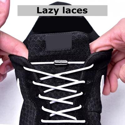 China Round Elastic Locking Laces Around No Tie Shoe Laces Adults Kids Sneakers Laces Quick Lazy Shoe Laces Capsule Lock Shoe Laces for sale