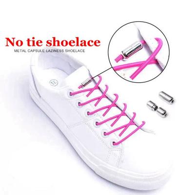 China 1Pair Round Elastic Locking Laces Around No Tie Shoe Laces Kids Adult Sneakers Lace Shoestrings Quick Lazy Accessories 25colors for sale