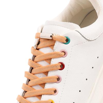 China Flat Sneaker Lace Metal Caps Elastic Lace Up No Tie Metal Tip Metal Cap Elastic Lace for sale